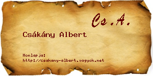 Csákány Albert névjegykártya